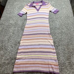 Kate Spade New York Sweater Dress Womens Medium Multicolor Ribbed Knit Striped